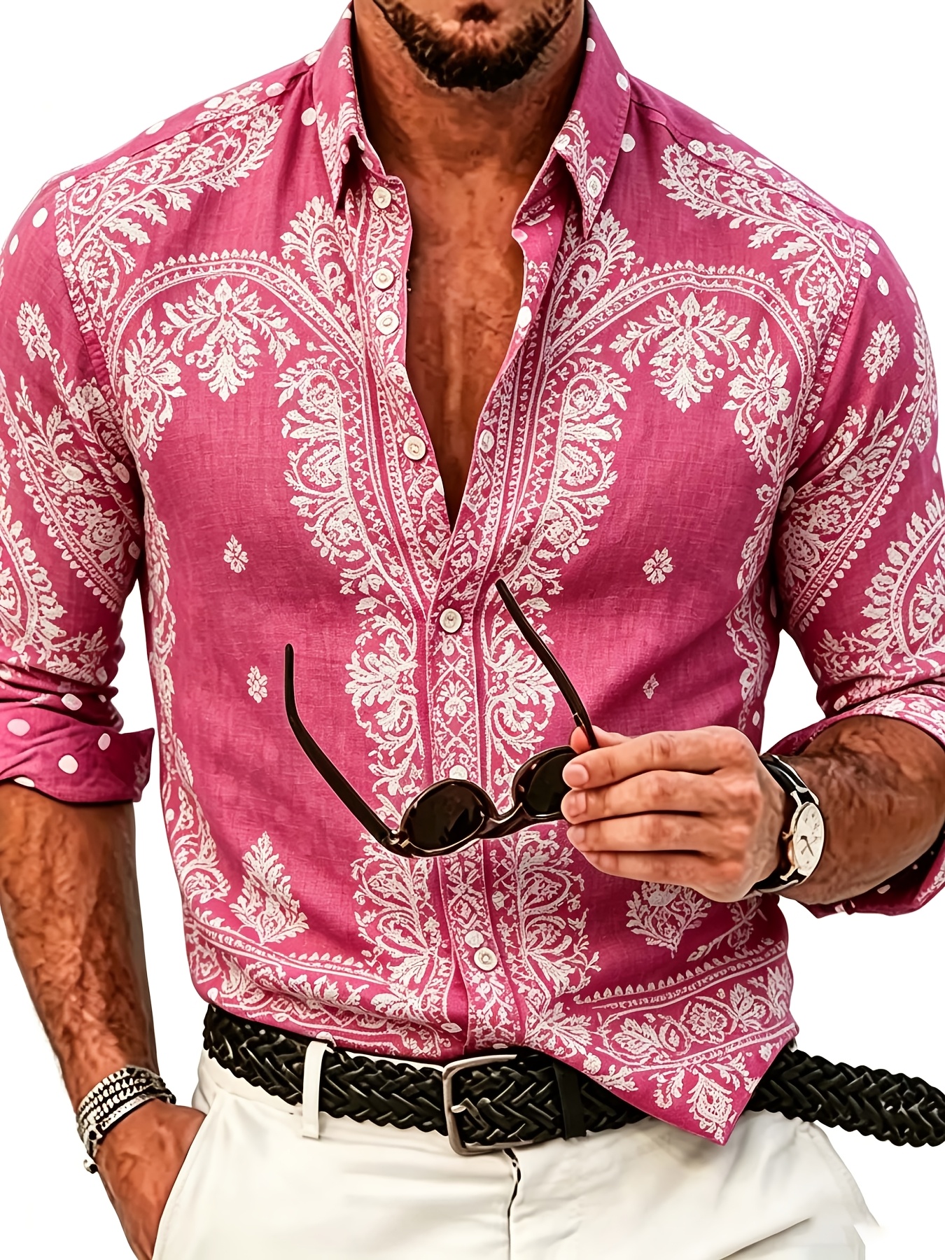 product-fancy-319eee75-c599-49eb-9721-3b1ae598e921 Vyriški lininiai Paisley marškiniai - Image 1