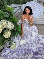 Elegantiška prancūziška gėlėta ilga suknelė - Image 10