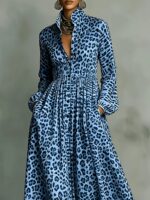 A silueto leopardinio rašto ilga suknelė - Image 3