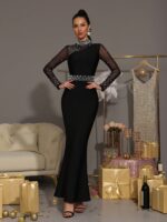 Elegantiška vakarinė suknelė su perlais - Image 3