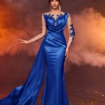 Elegantiška nėriniuota vakarinė suknelė