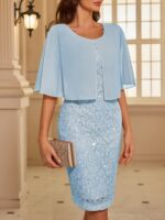 Elegantiška kokteilinė suknelė su apsiaustu - Image 3