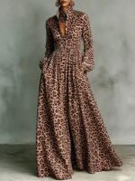 A silueto leopardinio rašto ilga suknelė - Image 2