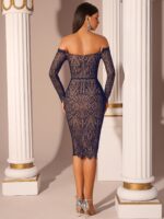 Elegantiška nėriniuota vakarinė suknelė - Image 5