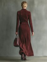 Elegantiška burgundiškai raudona ilga suknelė - Image 6