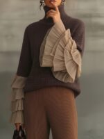 Retro stiliaus elegantiškas megztinis - Image 2