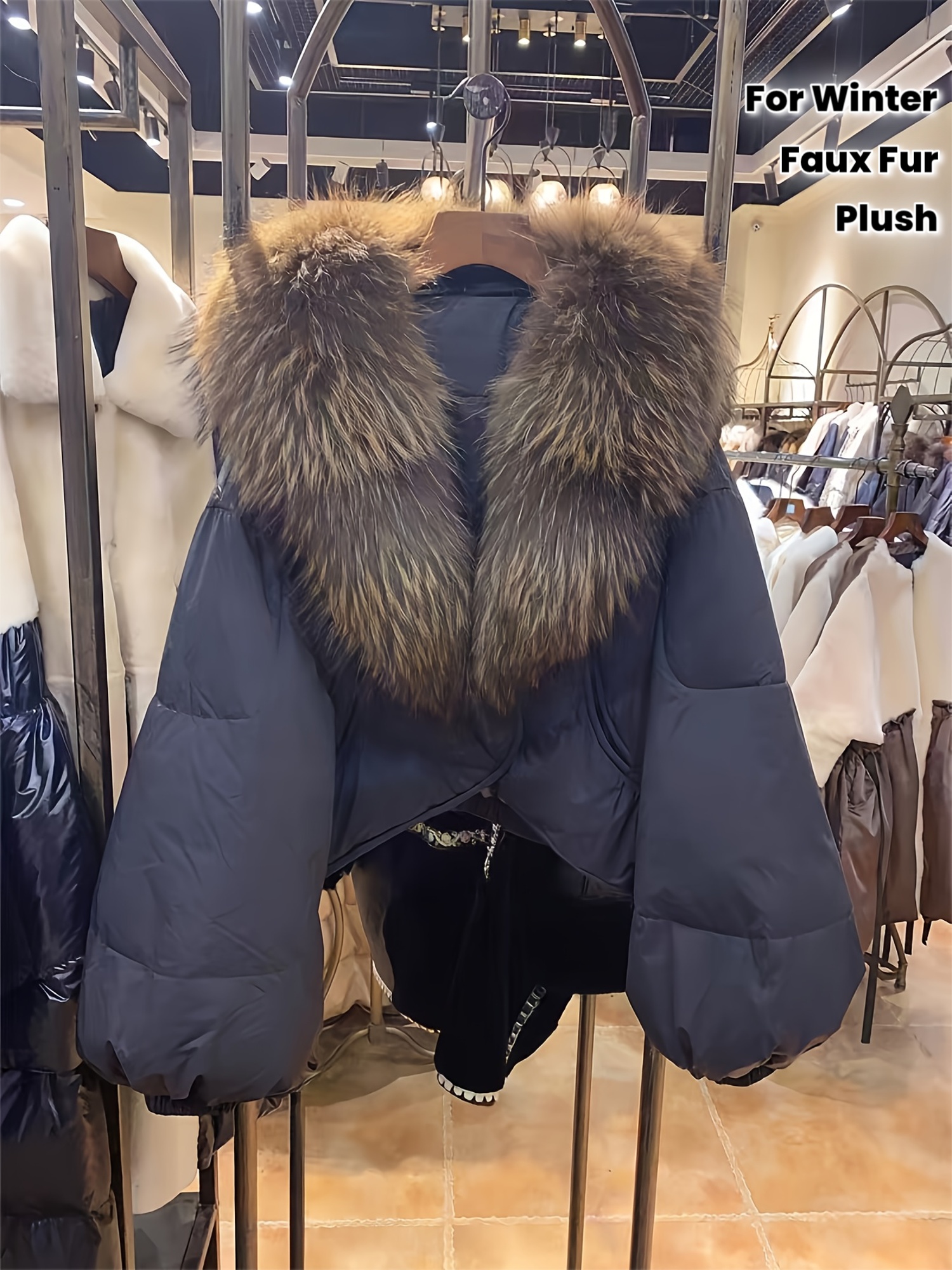 product-fmket-691263b49abe86d50b3e39e9c0c55f63 Moteriška trumpa žieminė striukė su kailio apykakle - Image 1
