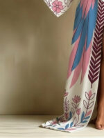 Kimono stiliaus chalatas su gėlių ir paukščių raštu - Image 4