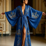 Kimono chalatas su karūnos raštu