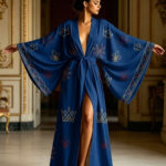 Kimono chalatas su Fleur de Lis ir karūnos raštu