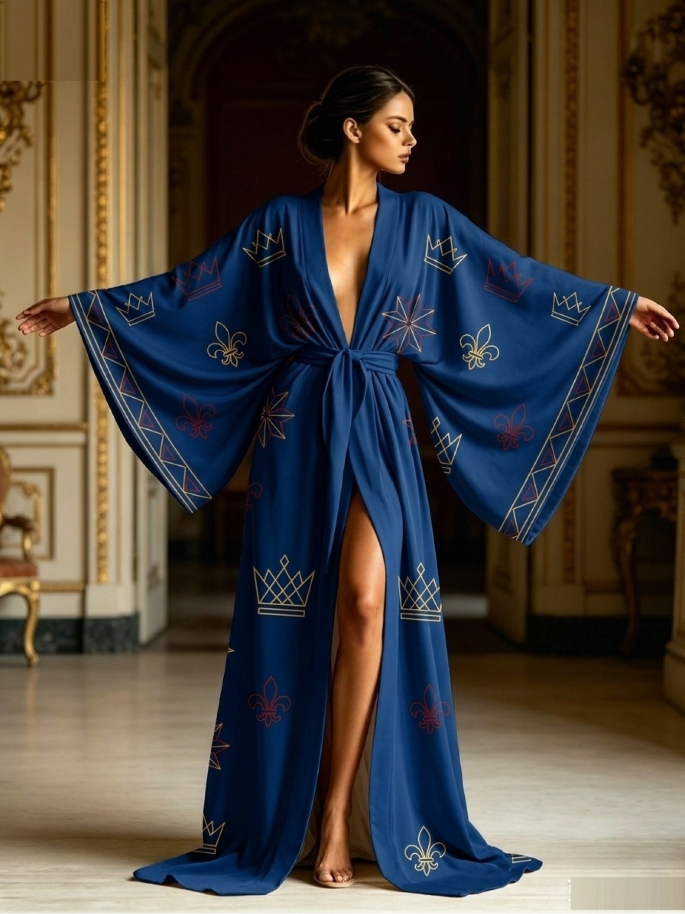 product-open-7cc8195ea43e4115b584892a3019baa2-goods Kimono chalatas su Fleur de Lis ir karūnos raštu - Image 1