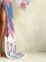 Kimono stiliaus chalatas su gėlių ir paukščių raštu - Image 5