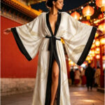 Satininis kimono chalatas