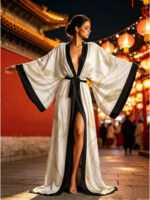 Satininis kimono chalatas