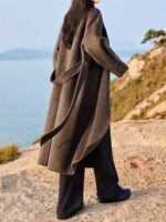 Moteriškas vilnos paltas su diržu – elegantiškas demisezoninis modelis - Image 3