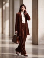 Elegantiškas moteriškas aksominis 2 dalių komplektas - Image 9