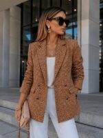Elegantiškas moteriškas tvido švarkas - Image 10