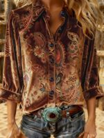 Velvetinė palaidinė su Paisley raštu - Image 3