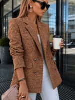 Elegantiškas moteriškas tvido švarkas - Image 7