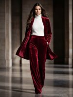 Elegantiškas moteriškas aksominis 2 dalių komplektas - Image 8