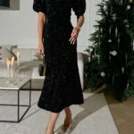 Elegantiška moteriška suknelė su blizgučiais