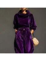 Elegantiškas moteriškas aksominis 2 dalių komplektas - Image 3